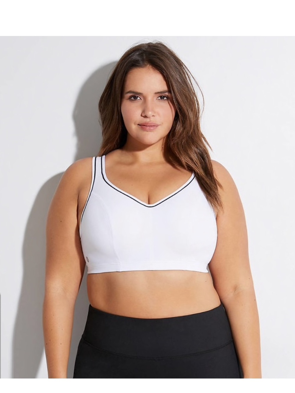 NWT Cacique Sport max support sports Bra 38 DDD lane Bryant black white